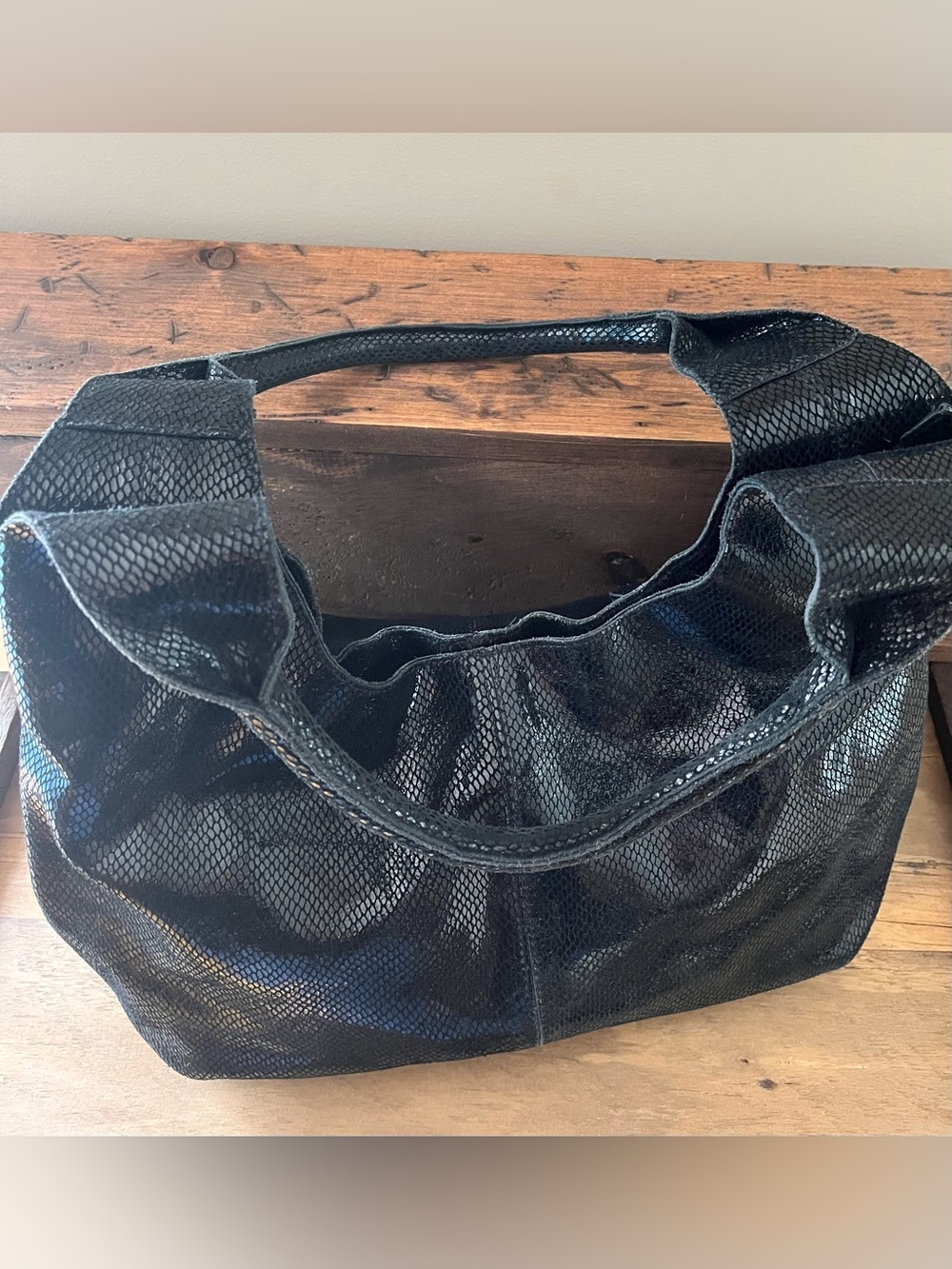 Maxine Couture Hobo Suede Leather Handbag Black - Picture 15 of 16